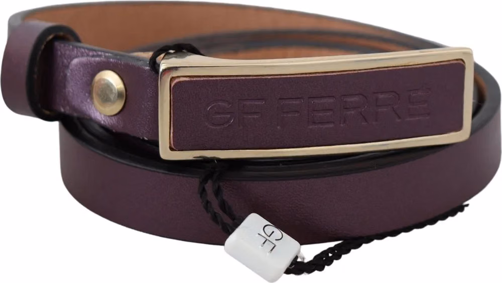 GF Ferre Gold Logo Buckle Waist Leather Skinny Belt