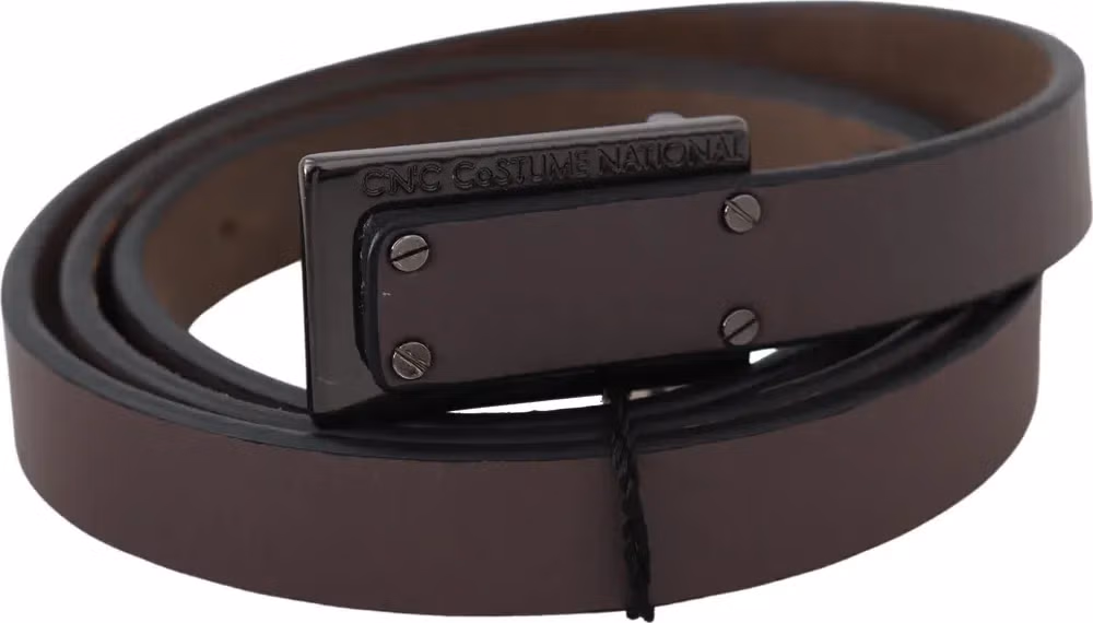 Costume National Brown Leather Tactical Logo Buckle Dark