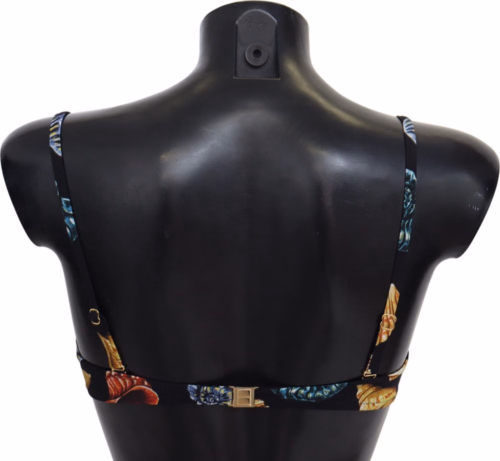 Dolce & Gabbana Black Seashells Print Women Swimwear Bikini Tops