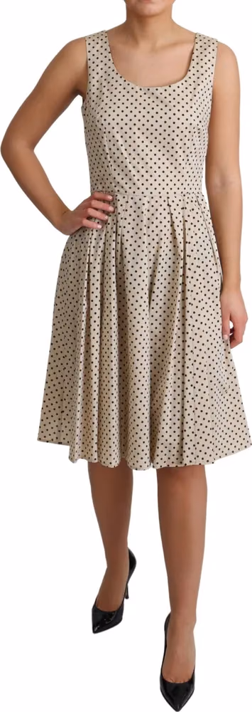Dolce & Gabbana Beige Polka Dotted Cotton A-Line Dress
