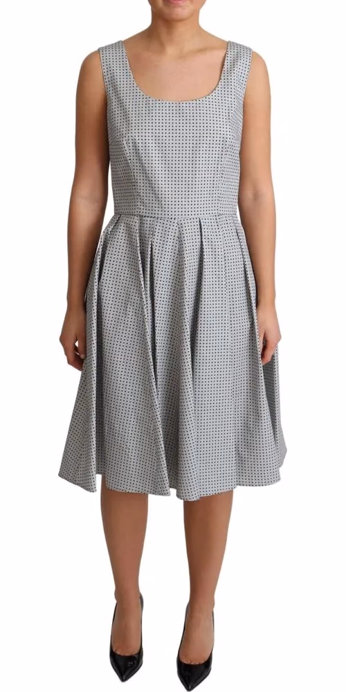 Dolce & Gabbana Gray Polka Dotted Cotton A-Line Dress