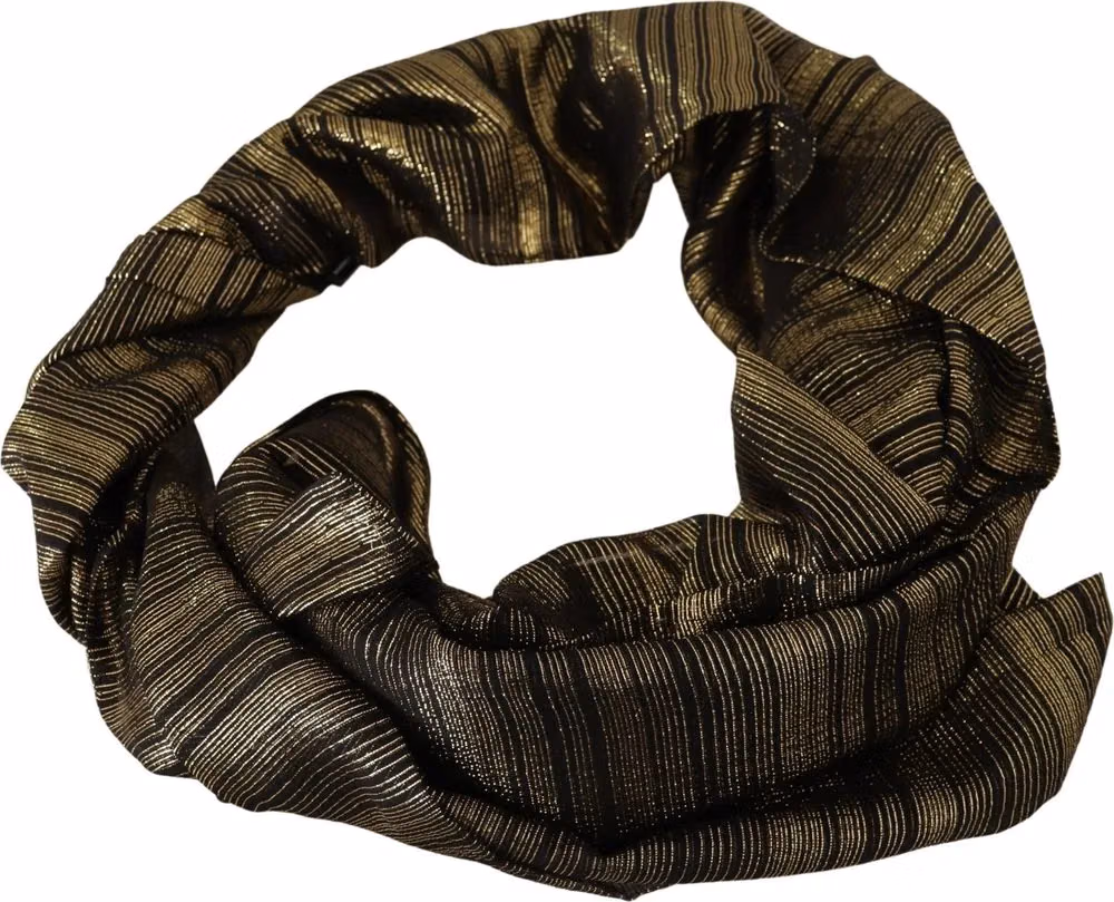 Dolce & Gabbana Metallic Gold Silk Stretch Shawl Wrap Scarf