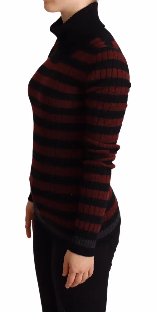 Dolce & Gabbana Black Red Striped Wool Pullover Sweater