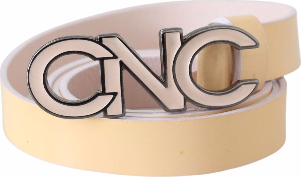 Costume National Beige Leather Pink Letter Logo Belt