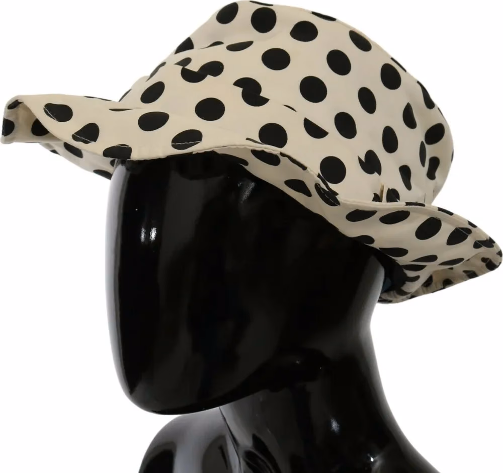 Dolce & Gabbana White 100% Cotton Polka Dot Design Trilby Hat