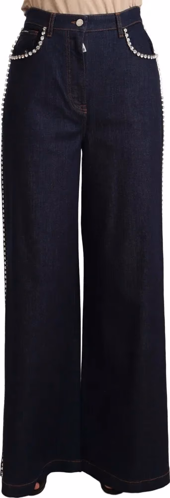 Dolce & Gabbana Dark Blue Crystal Embellished Flare Jeans
