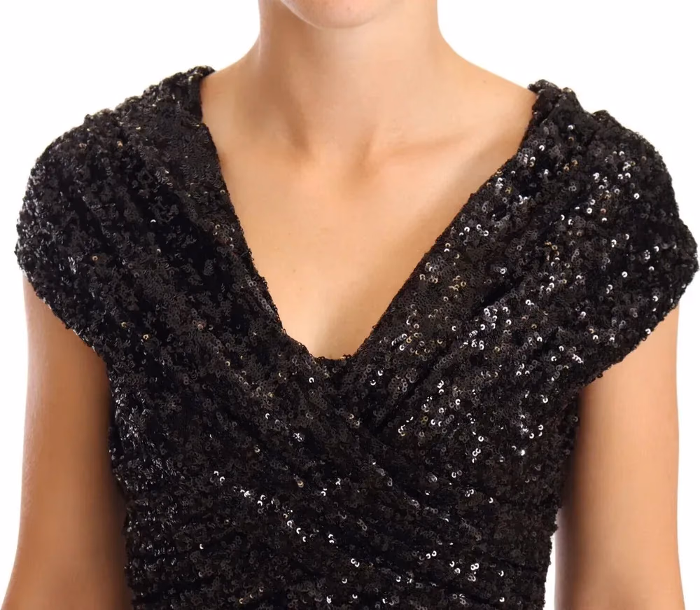 Dolce & Gabbana Black Sequined Open Shoulder Long Gown Dress