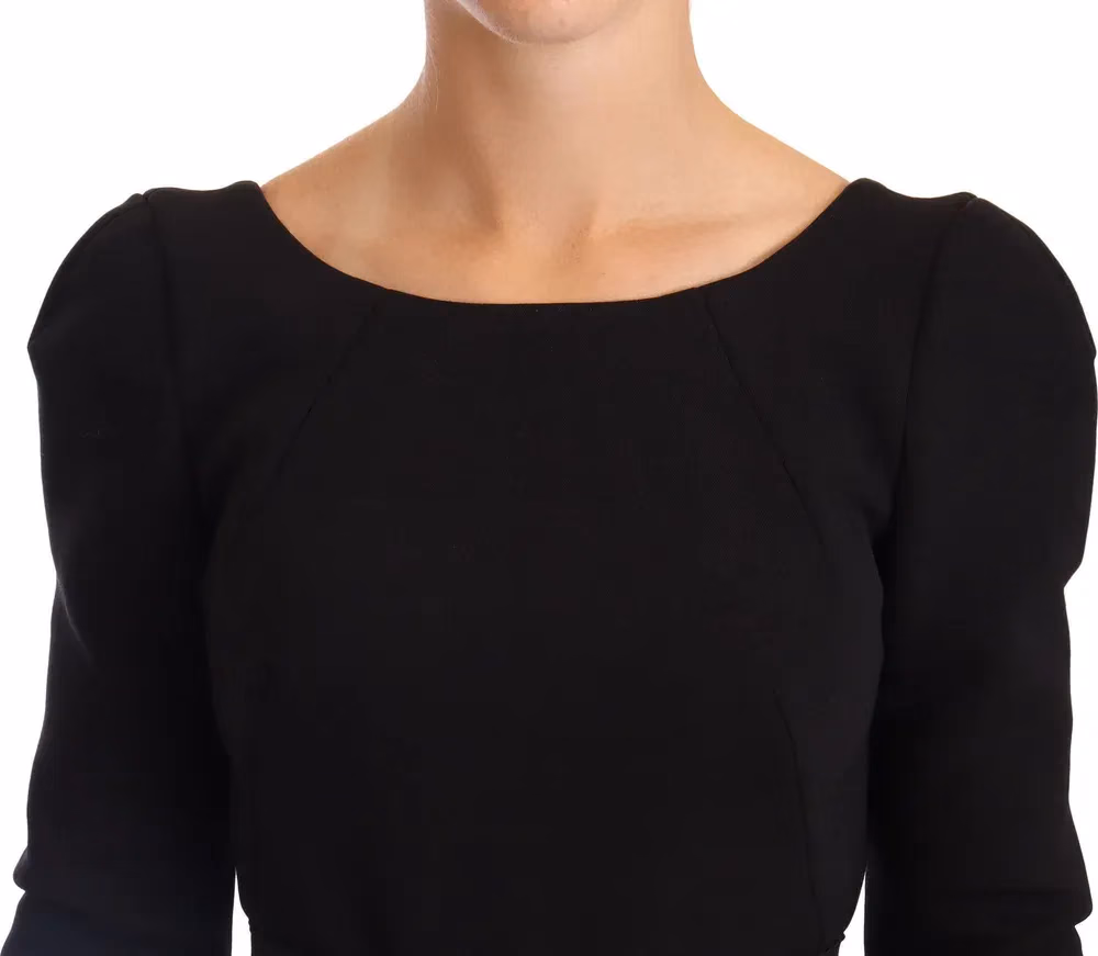 Dolce & Gabbana Black Wool Stretch Sheath Open Back Dress