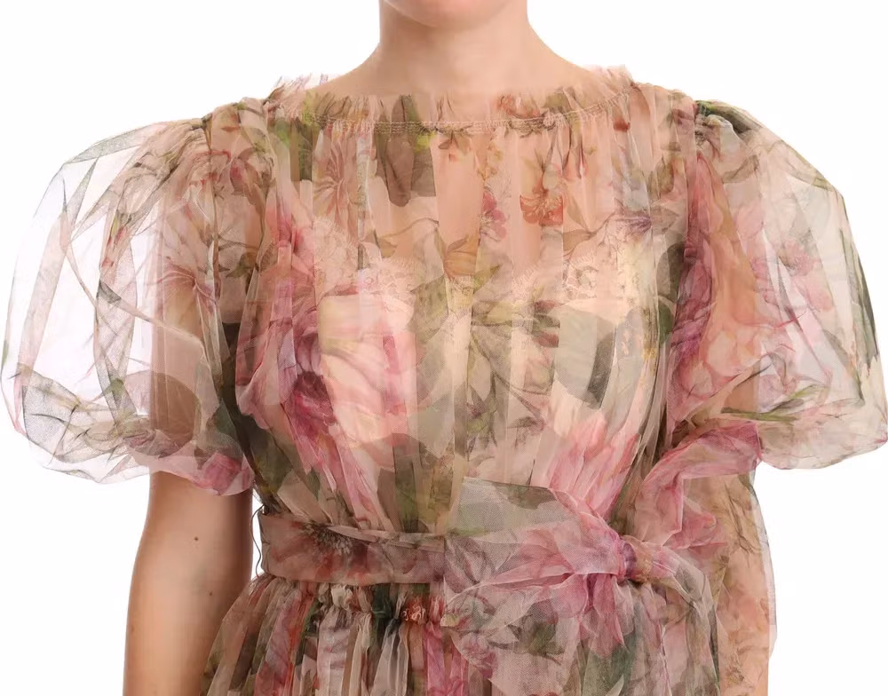Dolce & Gabbana Multicolor Floral Print Long Maxi Gown Dress