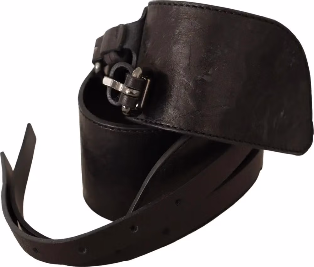 Costume National Dark Brown Leather Double Buckle Belt