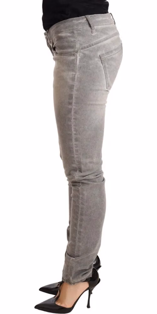 Acht Light Gray Washed Cotton Slim Fit Denim Women Trouser Jeans
