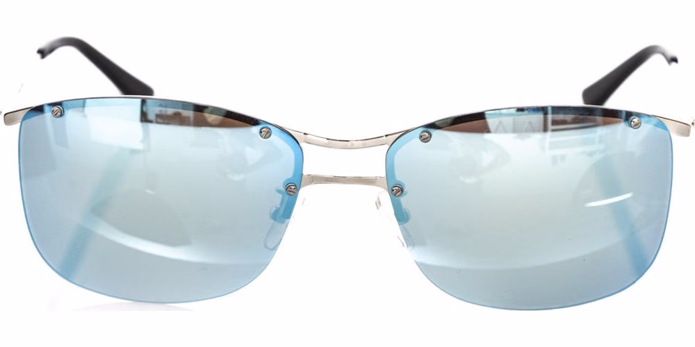 Frankie Morello Silver Metallic Men Sunglasses
