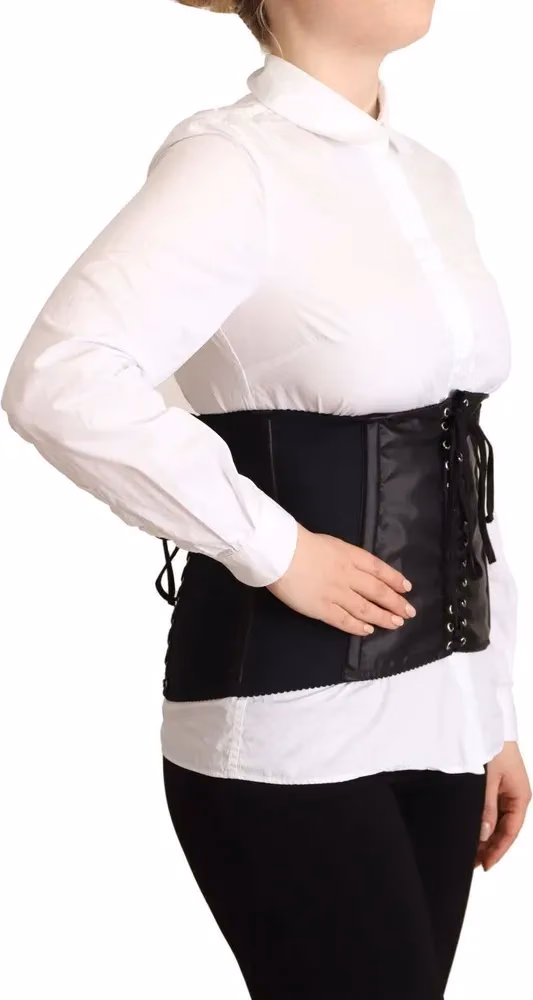 Dolce & Gabbana Black Corset Belt Stretch Waist Strap Top