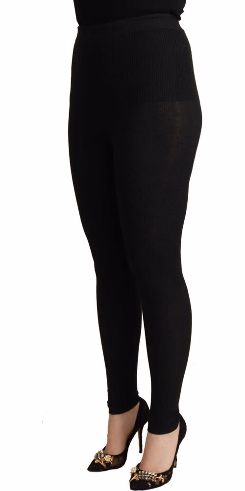 Dolce & Gabbana Black Cashmere Stretch Waist Tights Pants