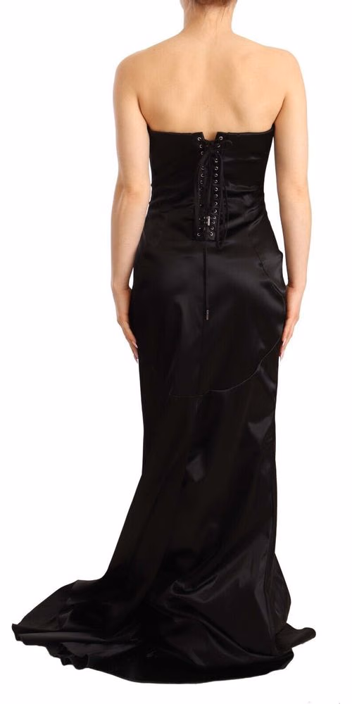 Dolce & Gabbana Black Silk Stretch Sheath Mermaid Gown Dress