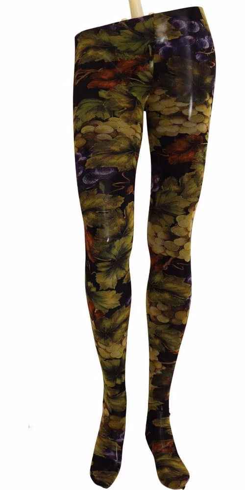 Dolce & Gabbana Black Grapes Print Stockings Tights