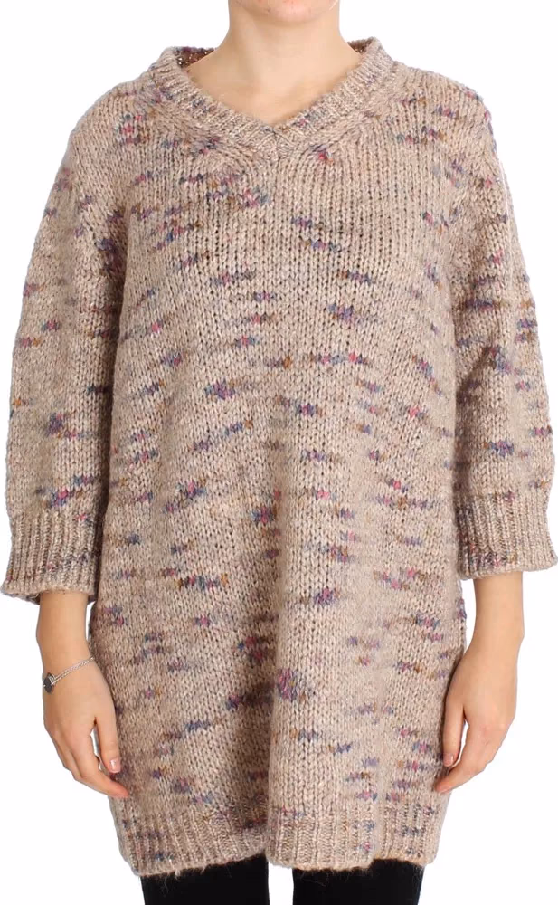 PINK MEMORIES Beige Wool Blend Knitted Oversize Sweater