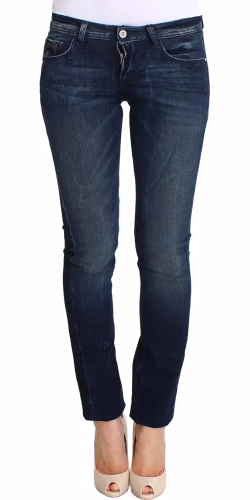 Costume National Blue Wash Cotton Slim Fit Skinny Jeans