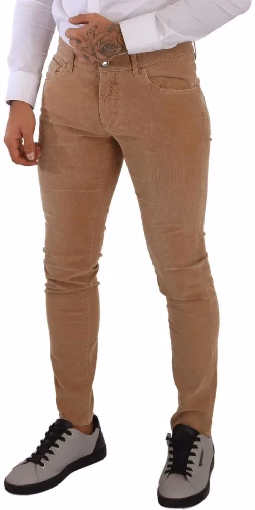 Dolce & Gabbana Brown Corduroy Cotton Skinny Slim Fit Jeans