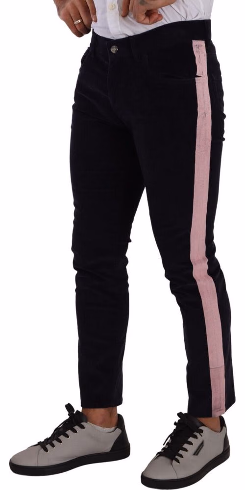 Dolce & Gabbana Blue Corduroy Cotton Stretch Skinny Jeans