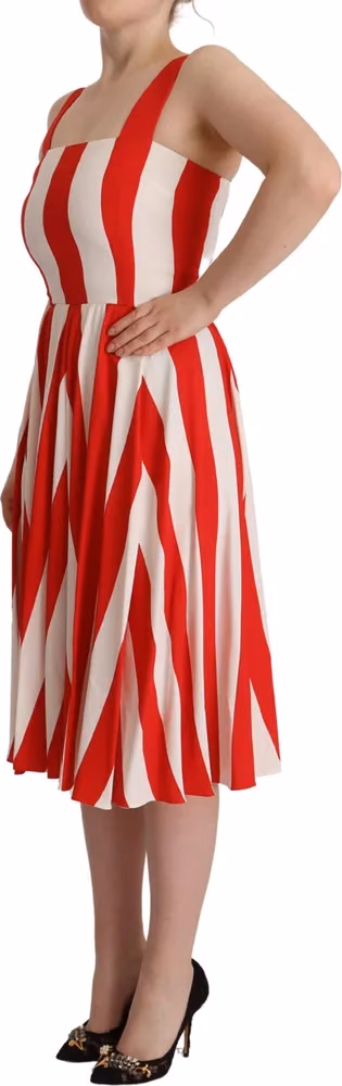 Dolce & Gabbana White Red Stretch Shift A-line Gown Dress