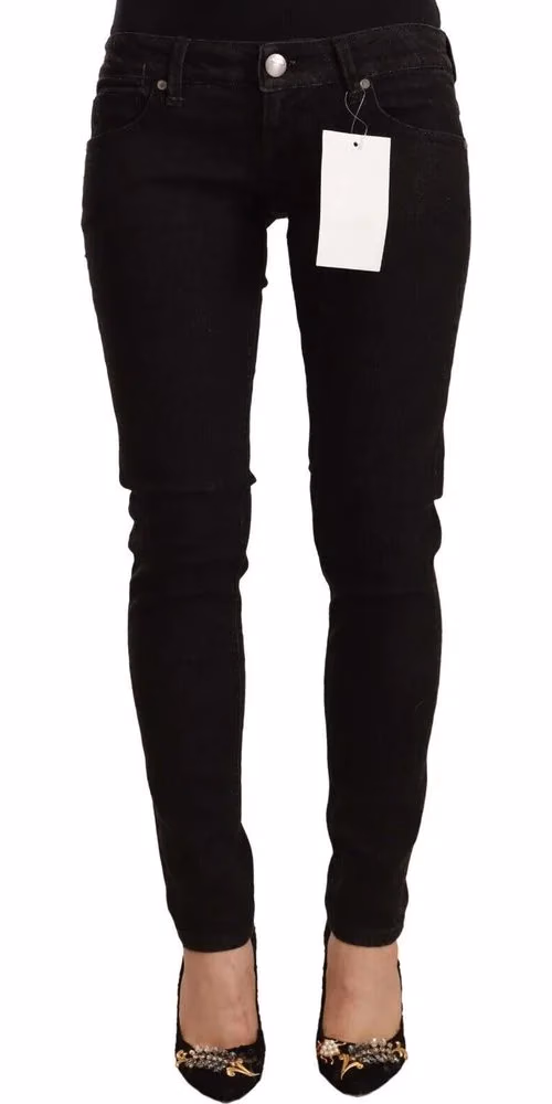 Acht Black Cotton Low Waist Skinny Denim Jeans