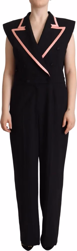 Dolce & Gabbana Black Wool Blend Sleeveless Jumpsuit Dress