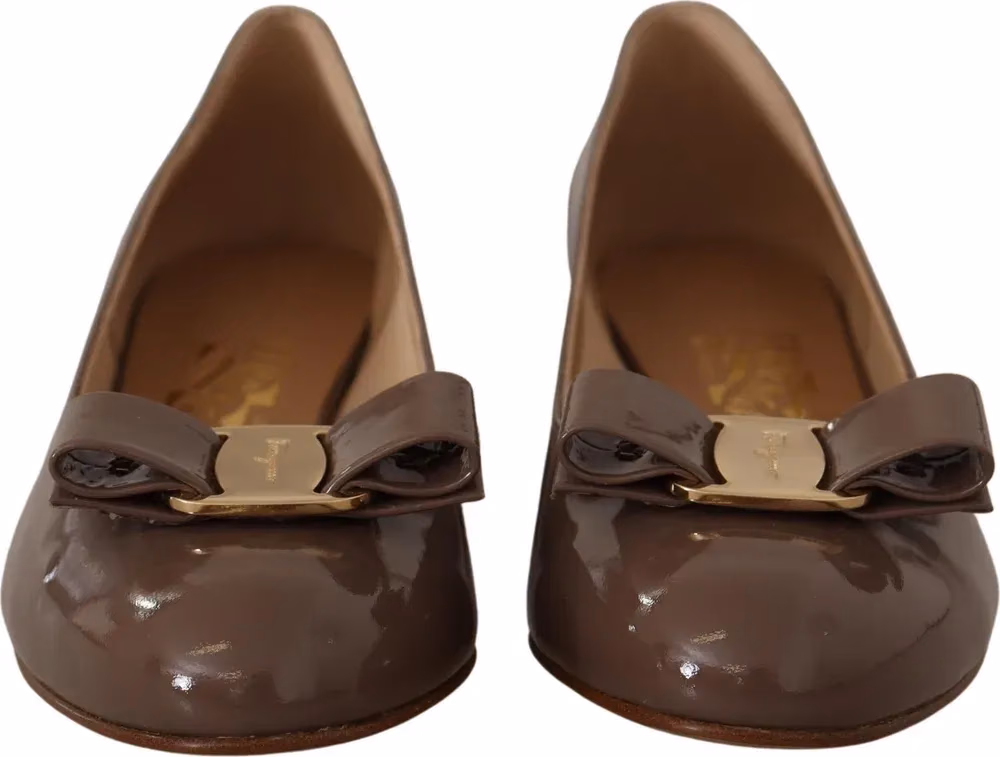 Salvatore Ferragamo Brown Naplak Calf Leather Pumps Shoes
