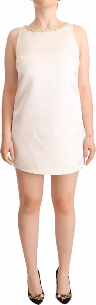 Elisabetta Franchi White Polyester Sleeveless Mini Shift Dress