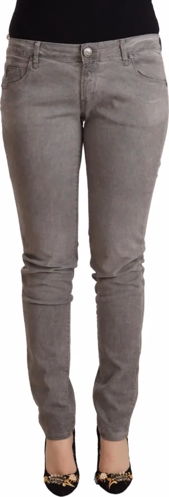 Acht Light Gray Washed Cotton Slim Fit Denim Jeans