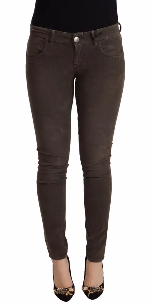 Acht Brown Cotton Slim Fit Denim Low Waist Jeans