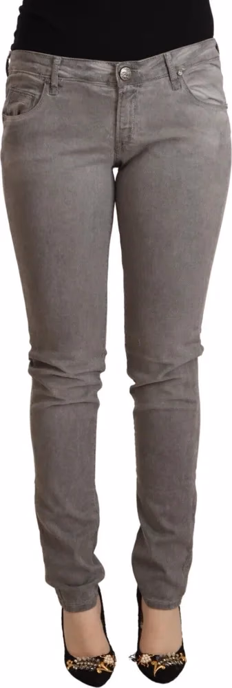 Acht Gray Cotton Low Waist Skinny Push Up Denim Jeans