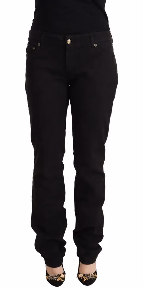 Just Cavalli Black Mid Waist Denim Cotton Skinny Jeans