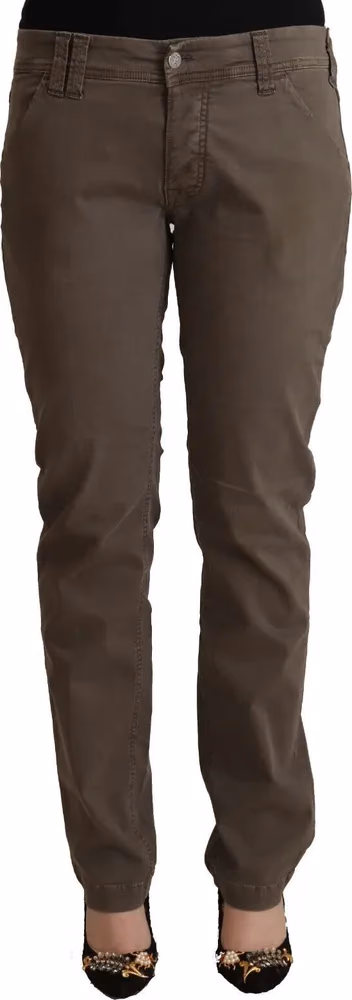 CYCLE Brown Cotton Low Waist Skinny Casual Jeans