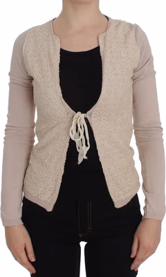 Pink Floral Lace Wrap Sweater