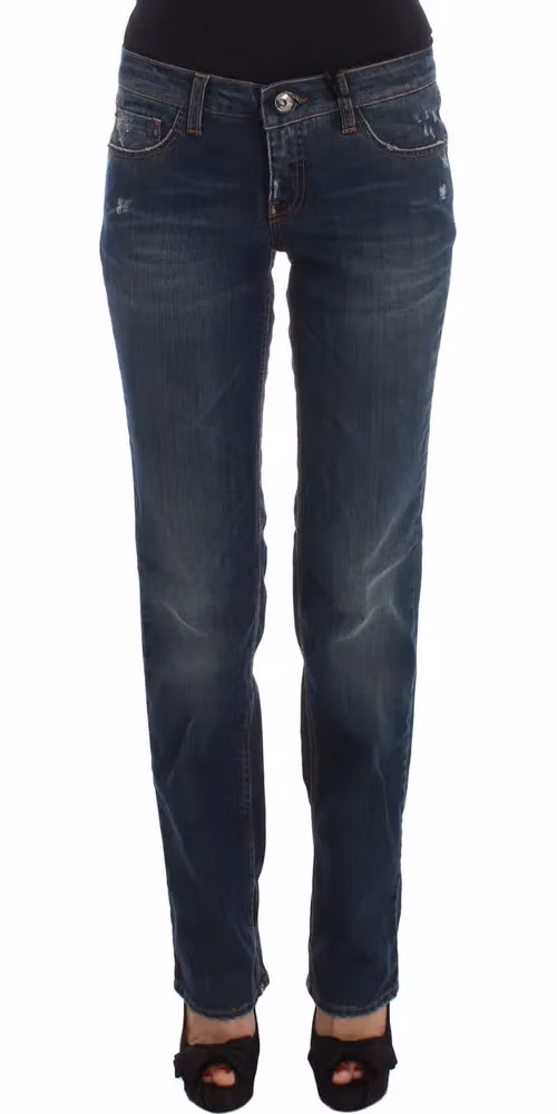 Costume National Blue Cotton Blend Bootcut Jeans
