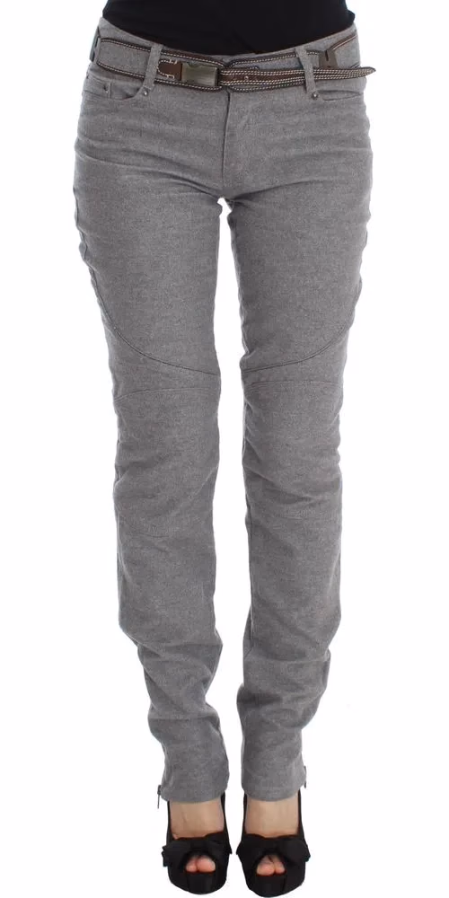 Ermanno Scervino Gray Cotton Slim Fit Casual Bootcut Pants