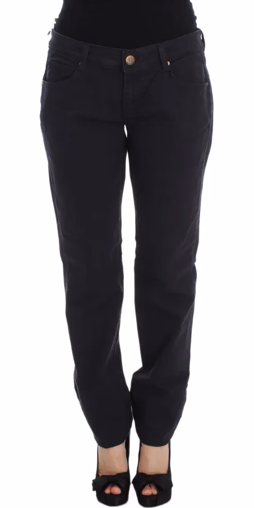 Ermanno Scervino Blue Cotton Blend Casual Fit Pants