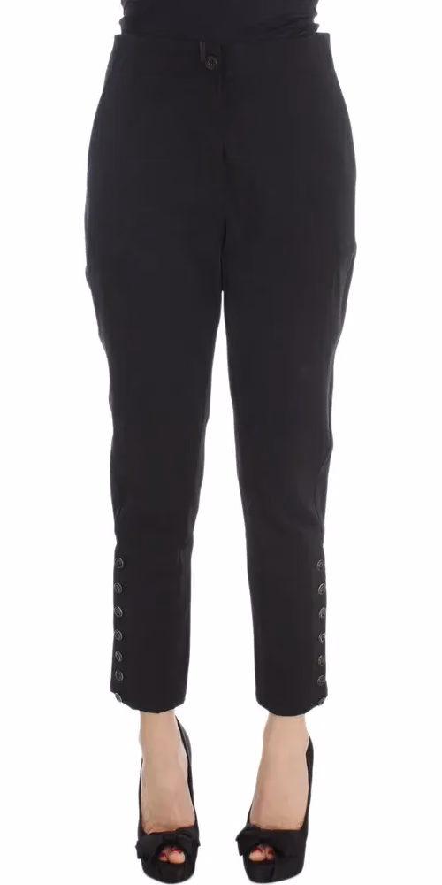 Ermanno Scervino Black Cotton Blend Capri Cropped Pants