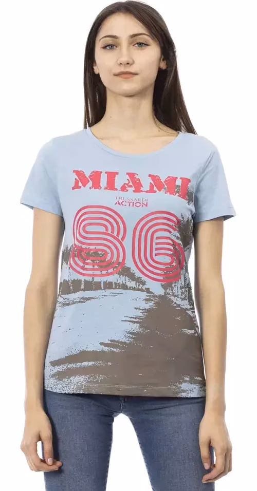 Trussardi Action Light Blue Cotton Women T-Shirt