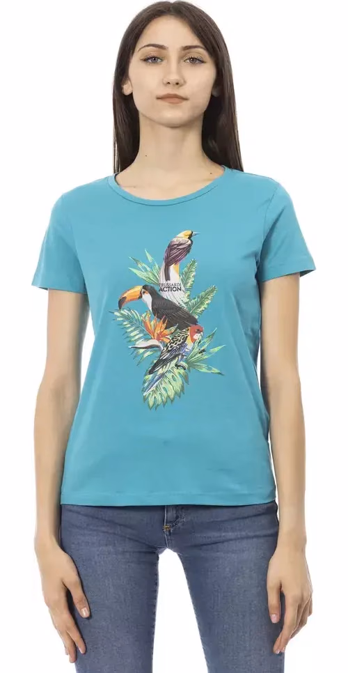 Trussardi Action Light Blue Cotton Women T-Shirt