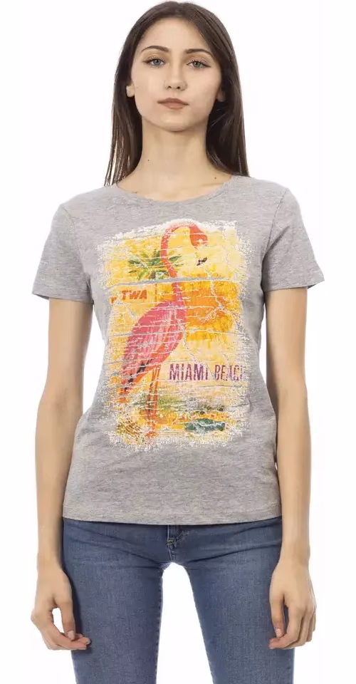 Trussardi Action Gray Cotton Women T-Shirt