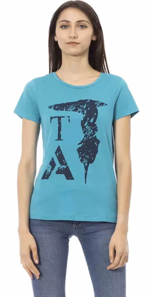 Trussardi Action Light Blue Cotton Women T-Shirt
