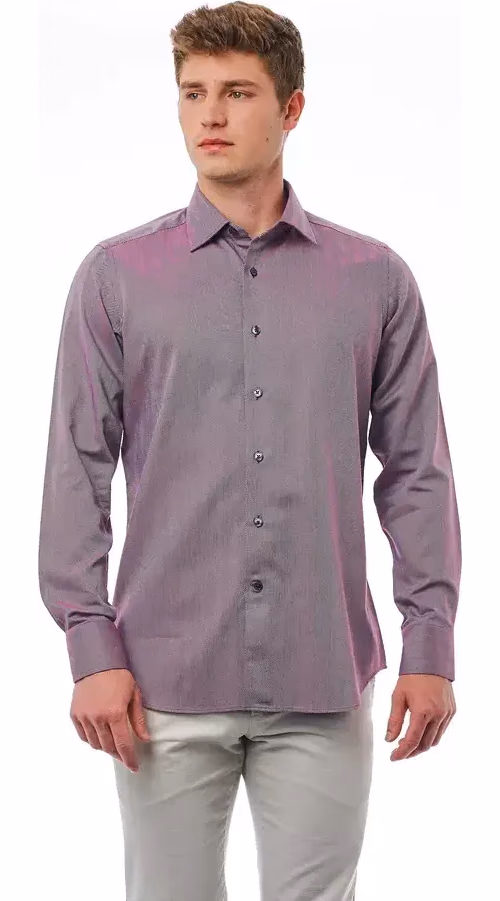 Bagutta Burgundy Cotton Men Shirt