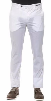 White Cotton Men Slim Trouser