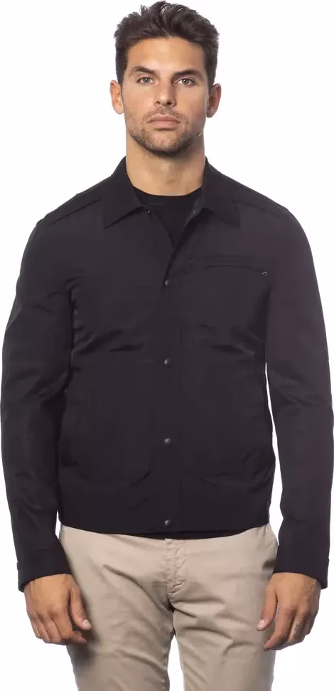 Verri Black Cotton Men Bomber Jacket