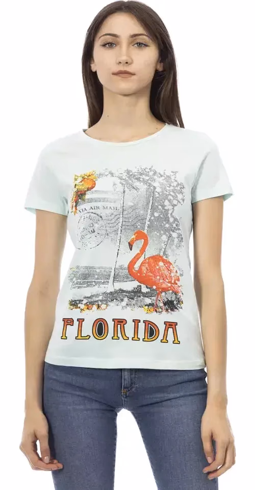 Trussardi Action Light Blue Cotton Women T-Shirt