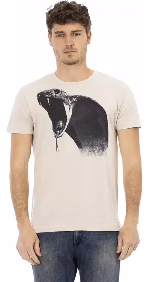 Trussardi Action Beige Cotton Men T-Shirt