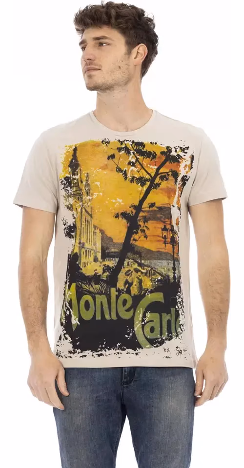 Trussardi Action Beige Cotton Men T-Shirt