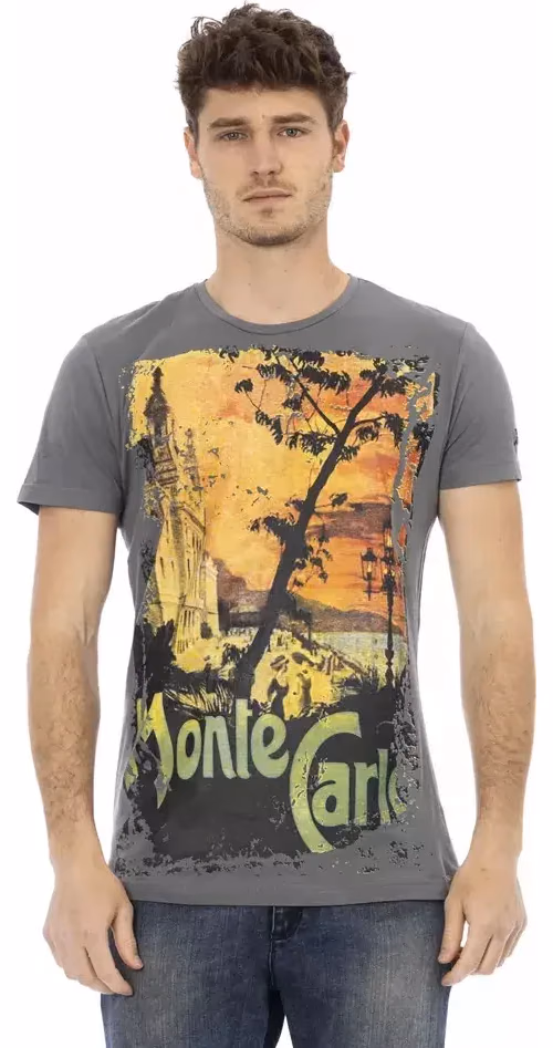 Trussardi Action Gray Cotton Men T-Shirt